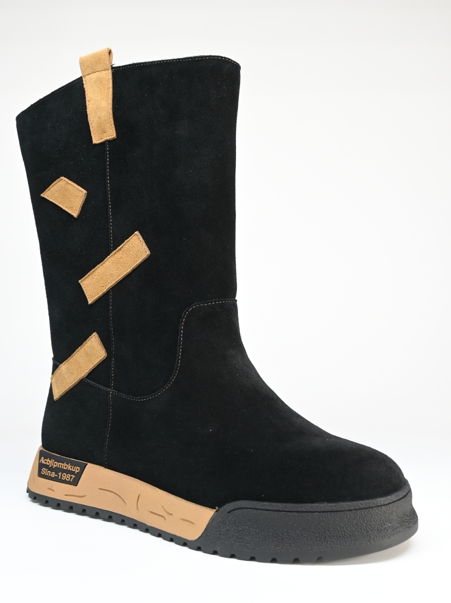 G2133-1ZK П/сапоги жен нат замш чёрн нат мех (40)