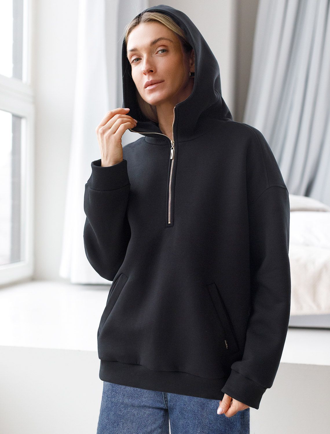 Худи из премиального футера трехнитки с начесом