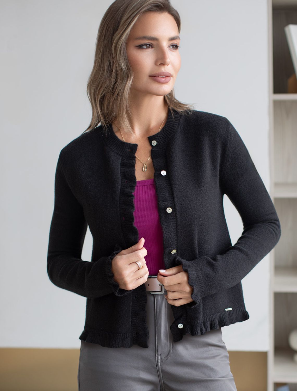 Кардиган из пряжи с кашемиром