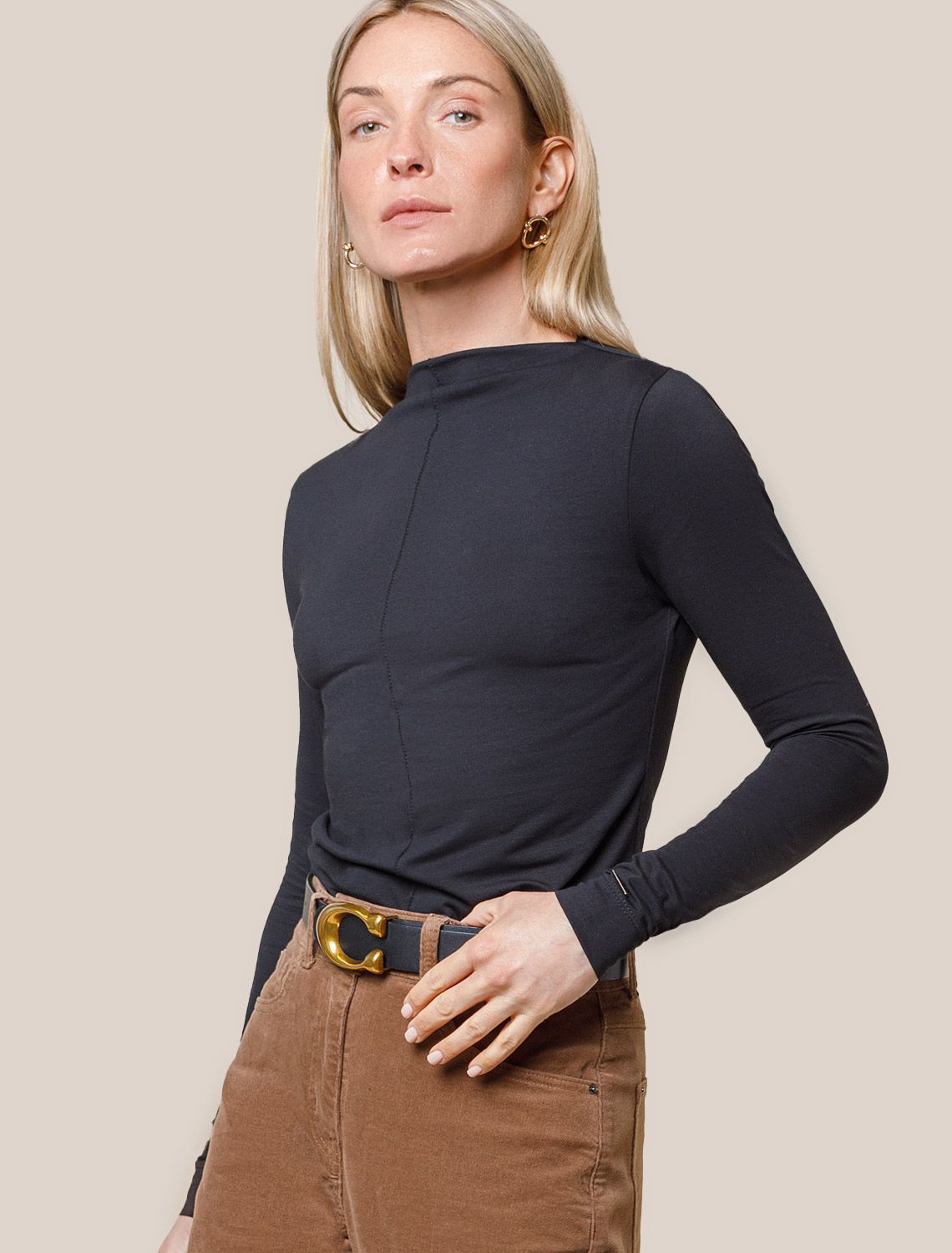 Джемпер с цельнокроеным воротом из премиального хлопка