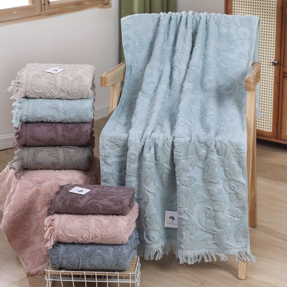 Полотенце махровое с бахромой супербаня 2207398 ВЕНЗЕЛЬНОЕ р-р 90х180 - персиковый