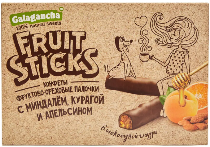 Фруктово-ореховые палочки с Курагой и миндалем, КРАФТ 175 гр НОВИНКА