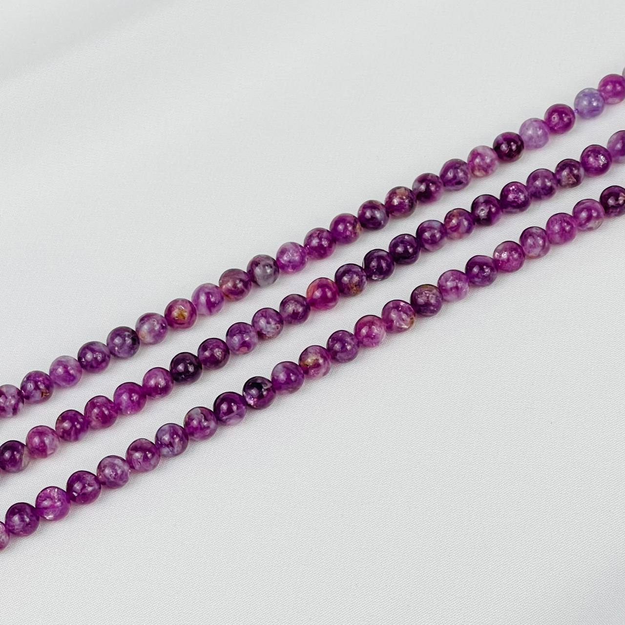 Радуга Самоцветов Бусины для украшений из Лепидолита (70 бусин)