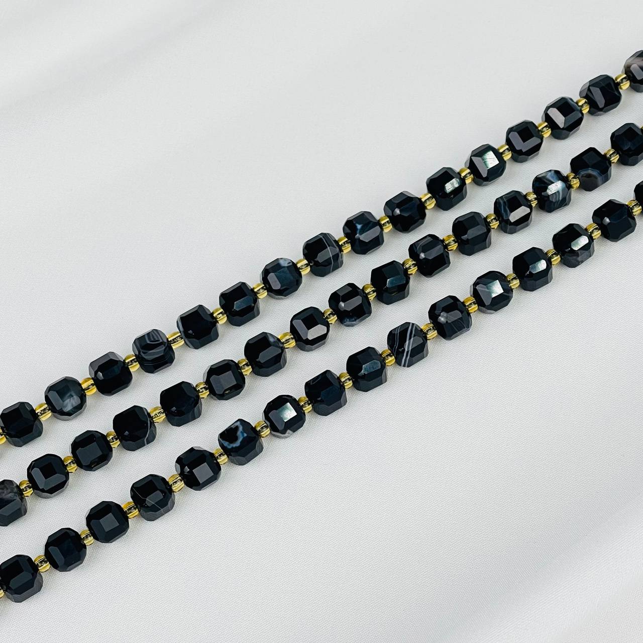 Радуга Самоцветов Бусины для украшений из полосатого Агата (42 бусины)