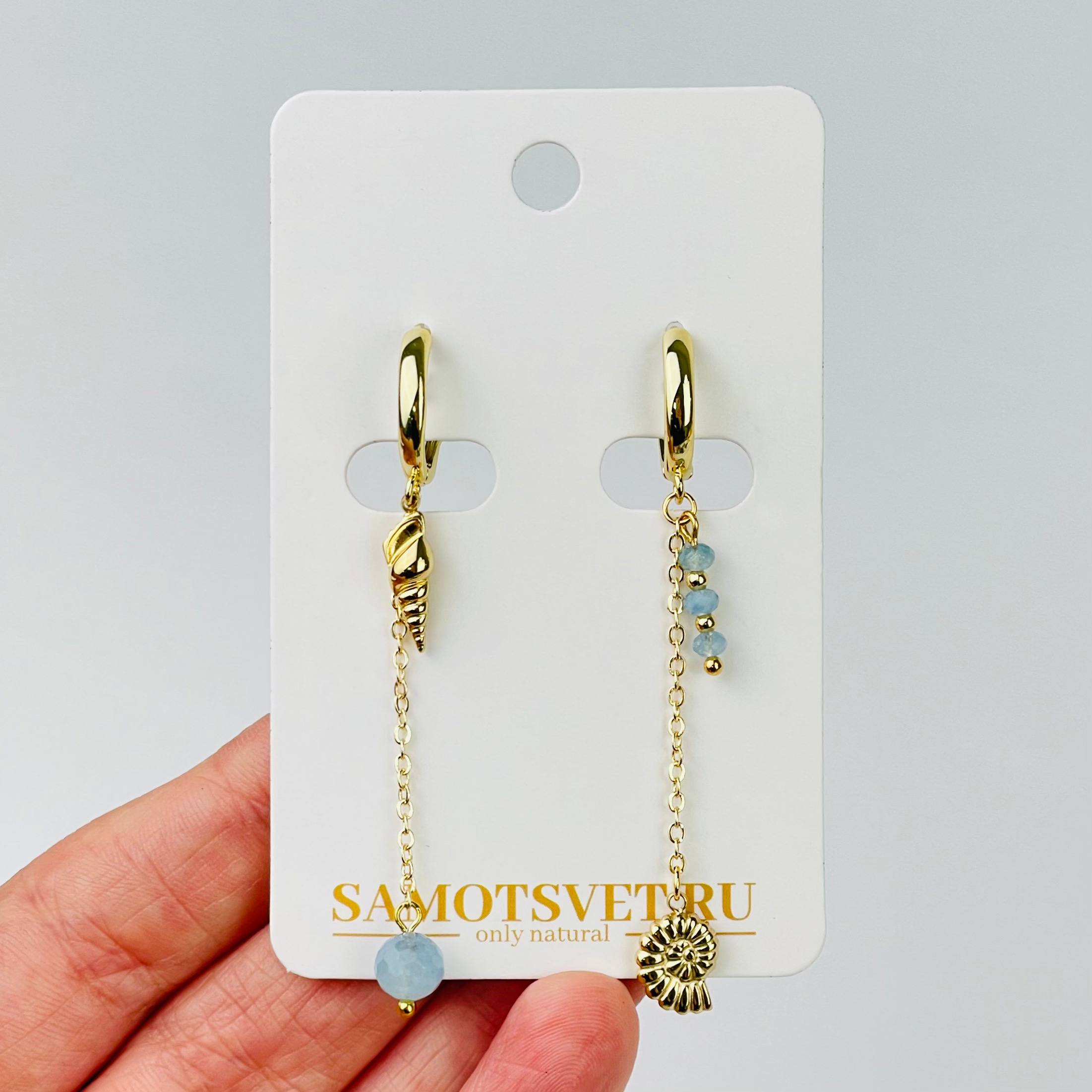 Радуга Самоцветов Серьги длинные из Аквамарина