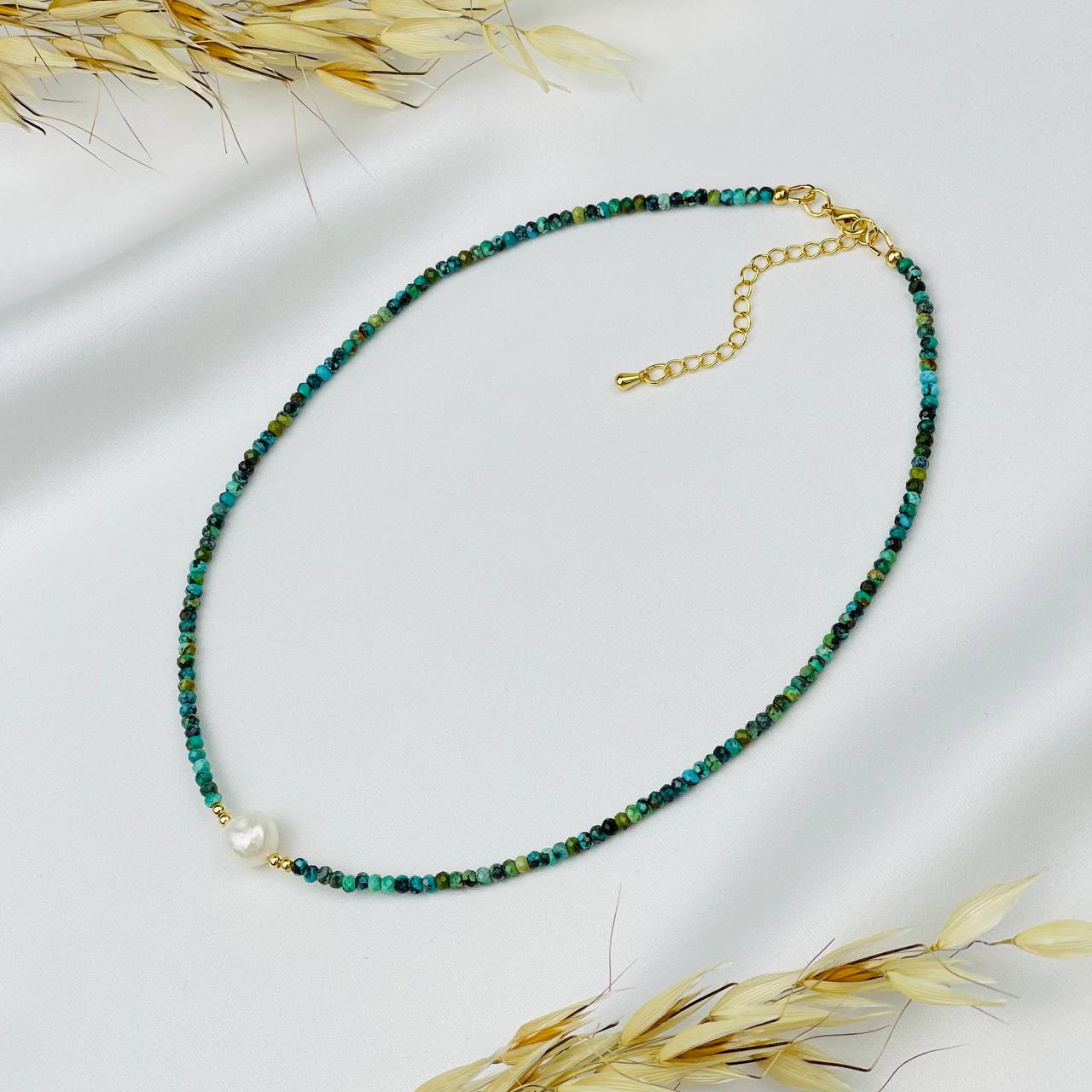 Радуга Самоцветов Колье из Бирюзы и Жемчуга