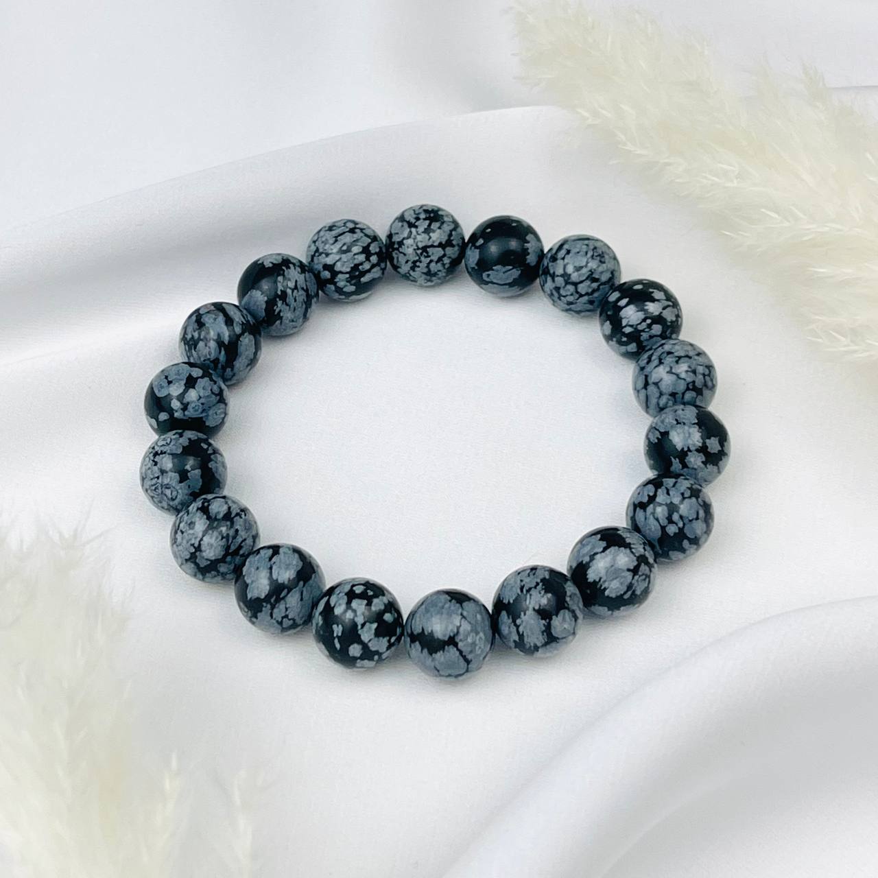 Радуга Самоцветов Браслет из снежного Обсидиана