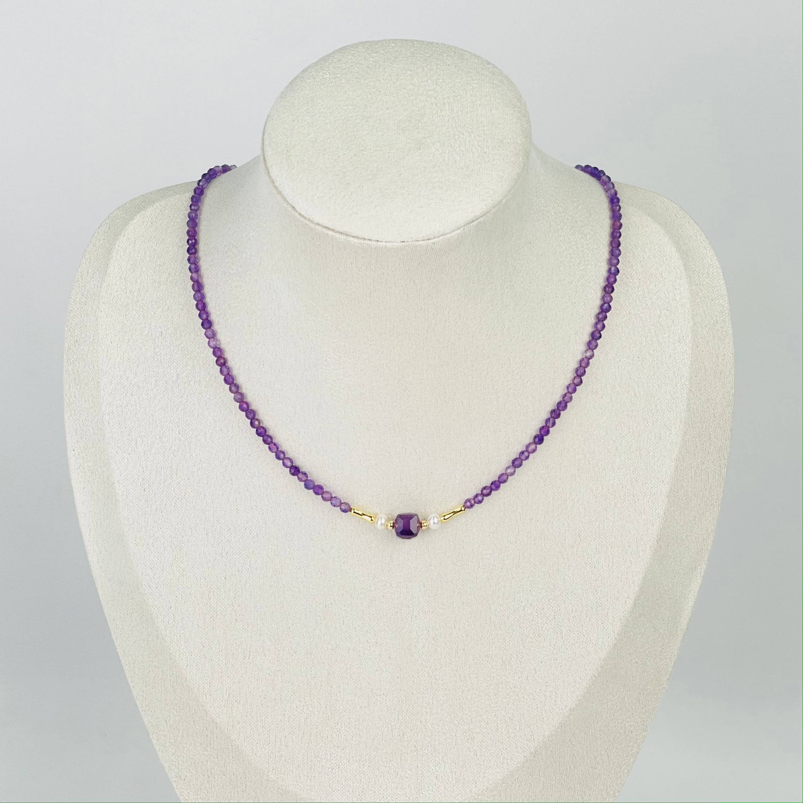 Радуга Самоцветов Чокер из Аметиста и Жемчуга