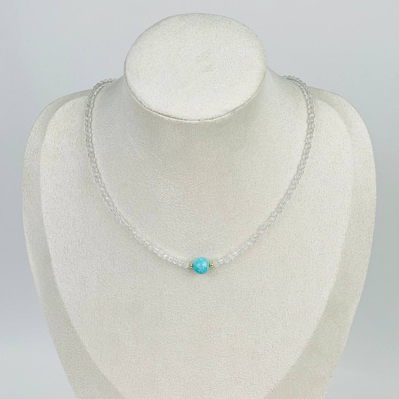 Радуга Самоцветов Колье из Горного Хрусталя и Амазонита