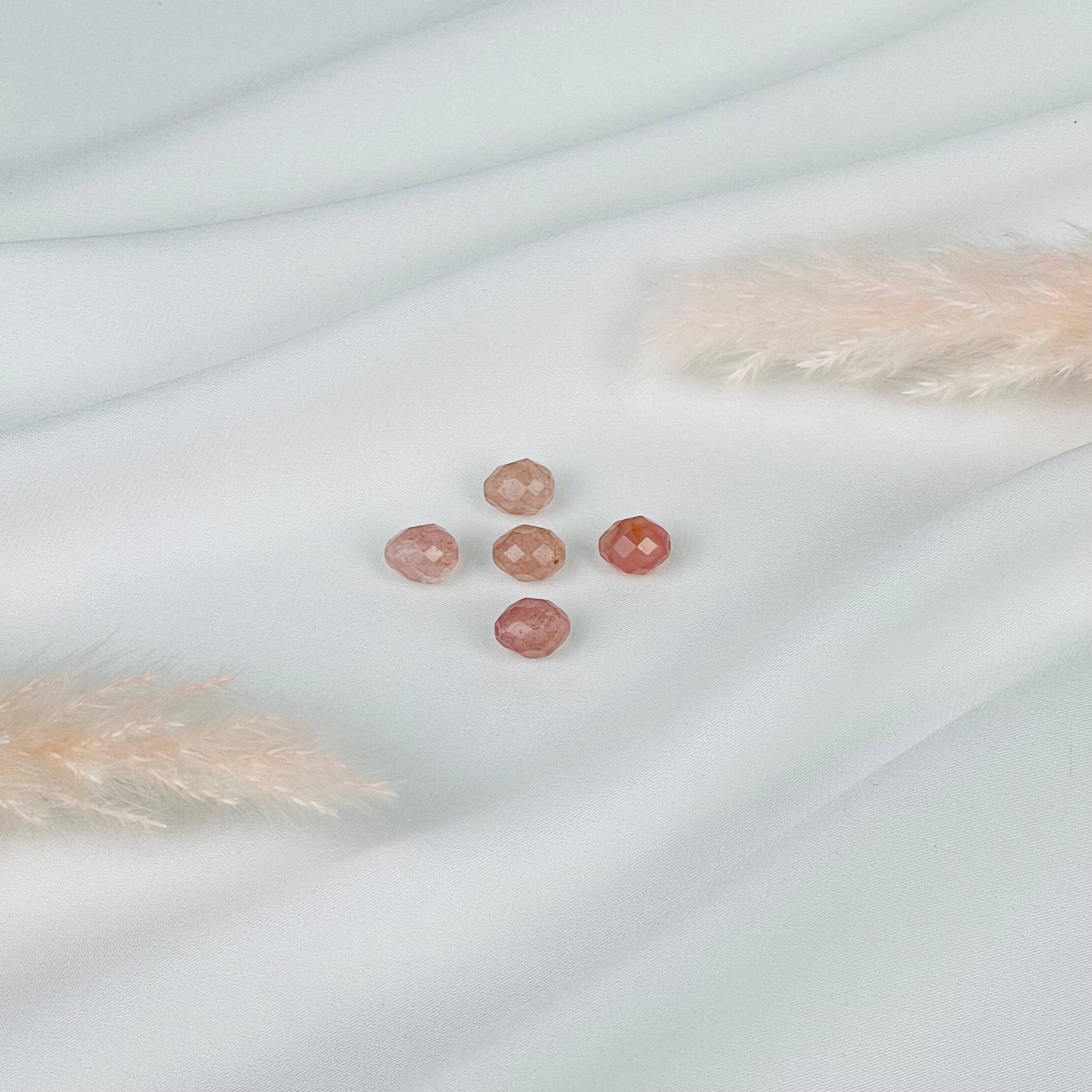 Радуга Самоцветов Бусины для украшений из Клубничного кварца (5 шт)