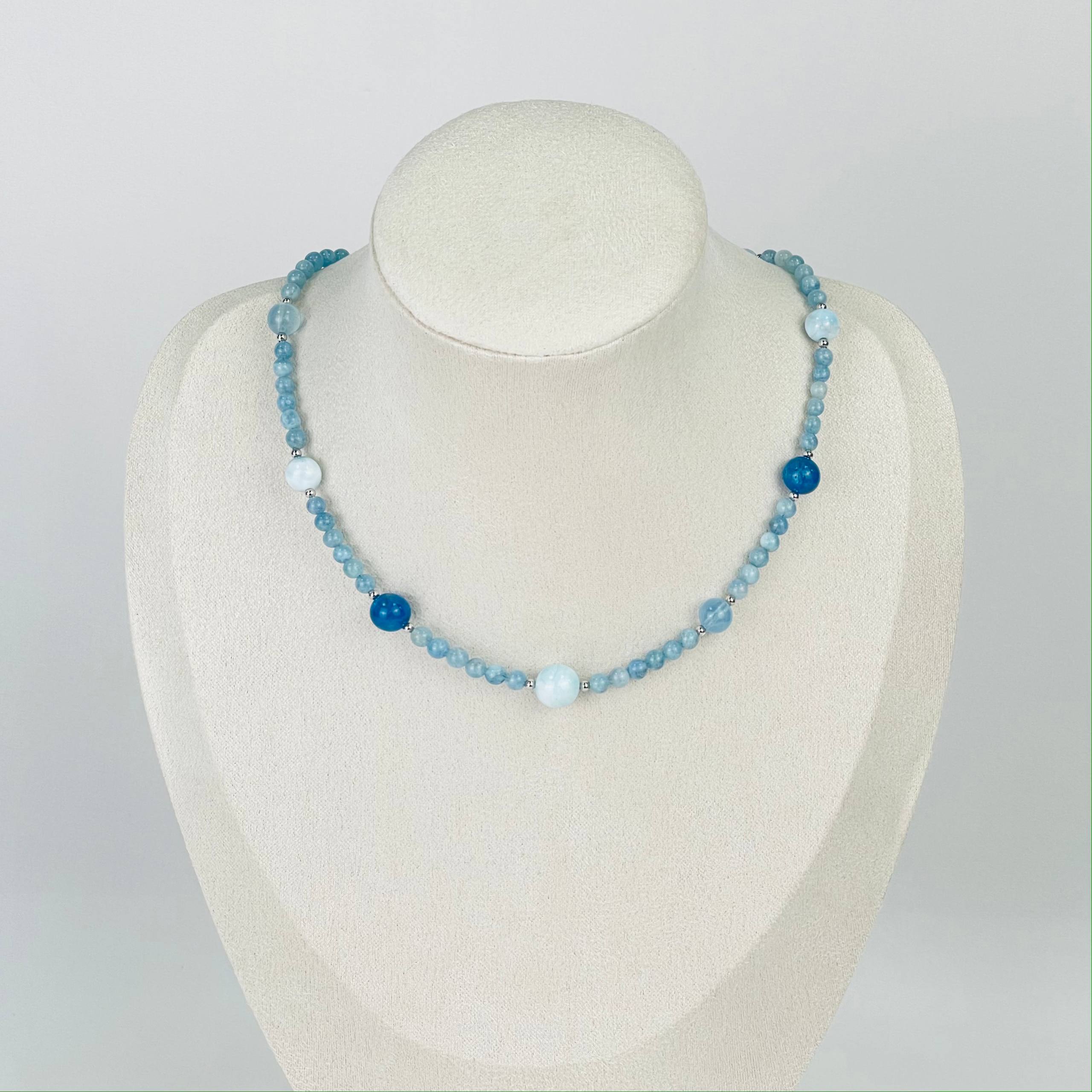 Радуга Самоцветов Колье из Аквамарина, Апатита и Ларимара