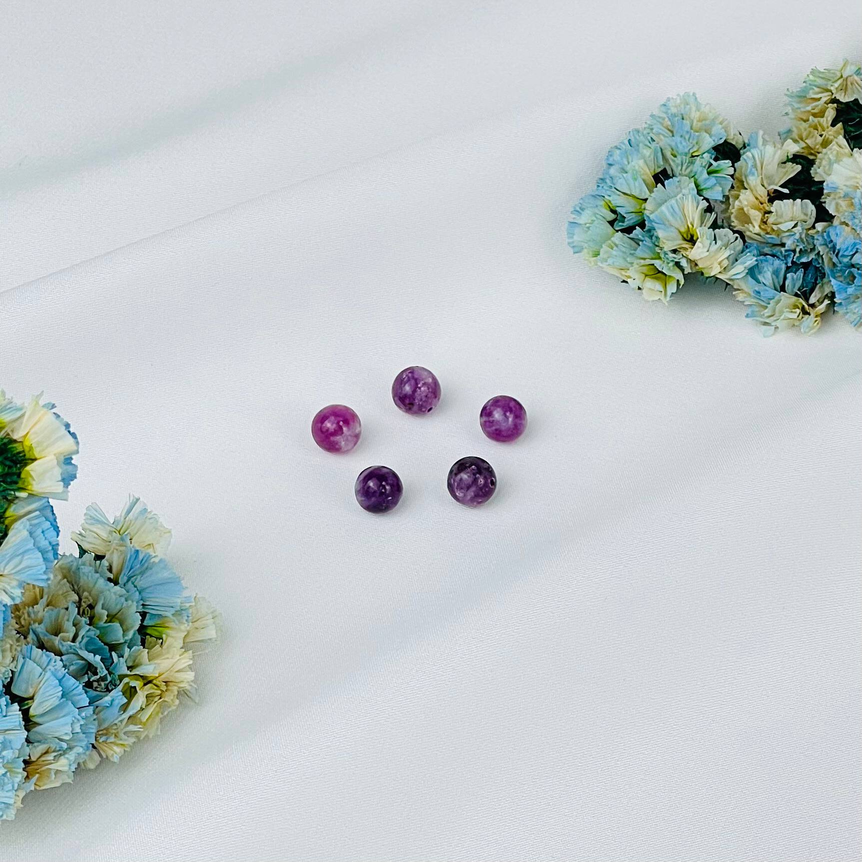 Радуга Самоцветов Бусины для украшений из Лепидолита (5 шт)