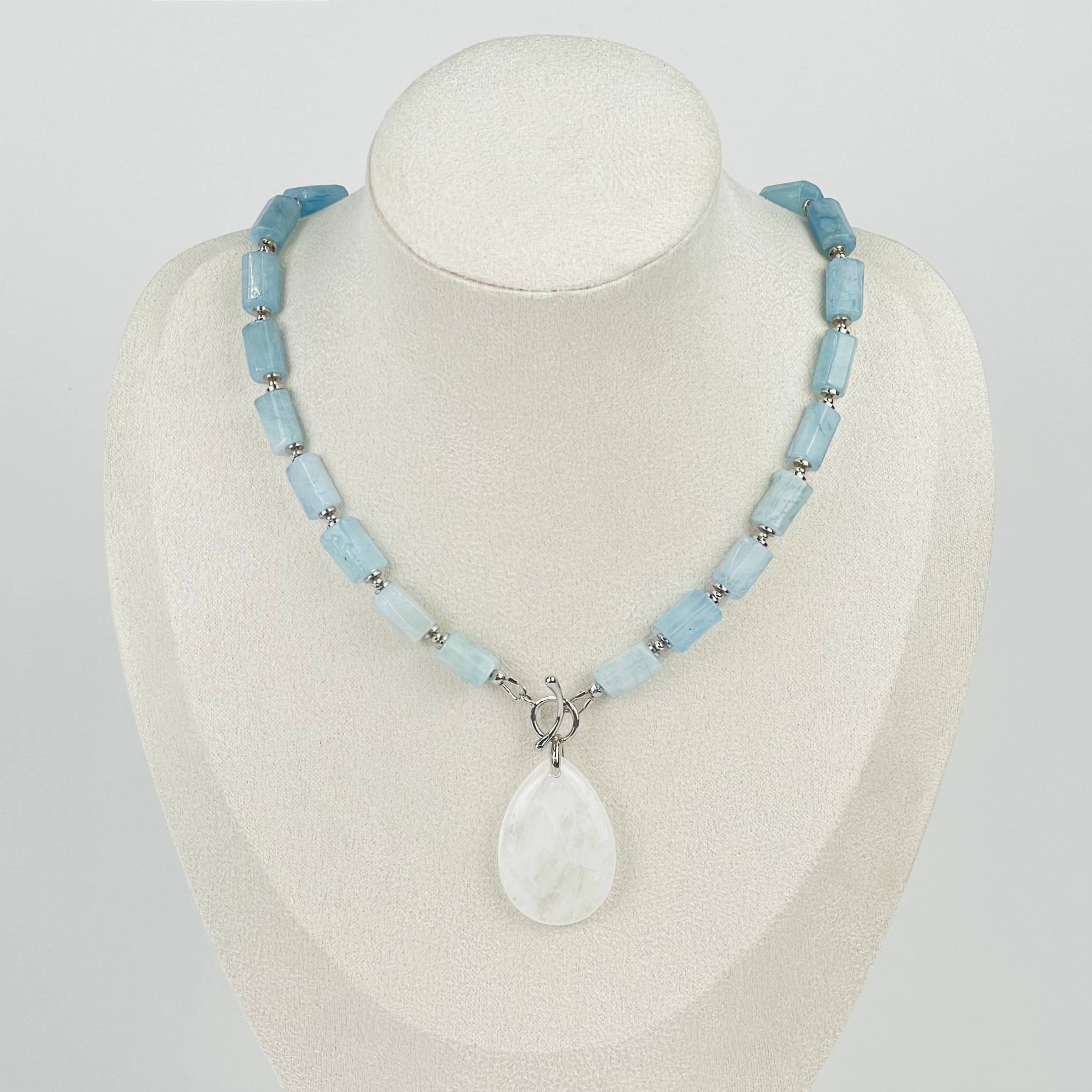 Радуга Самоцветов Колье из Аквамарина с Горным Хрусталем