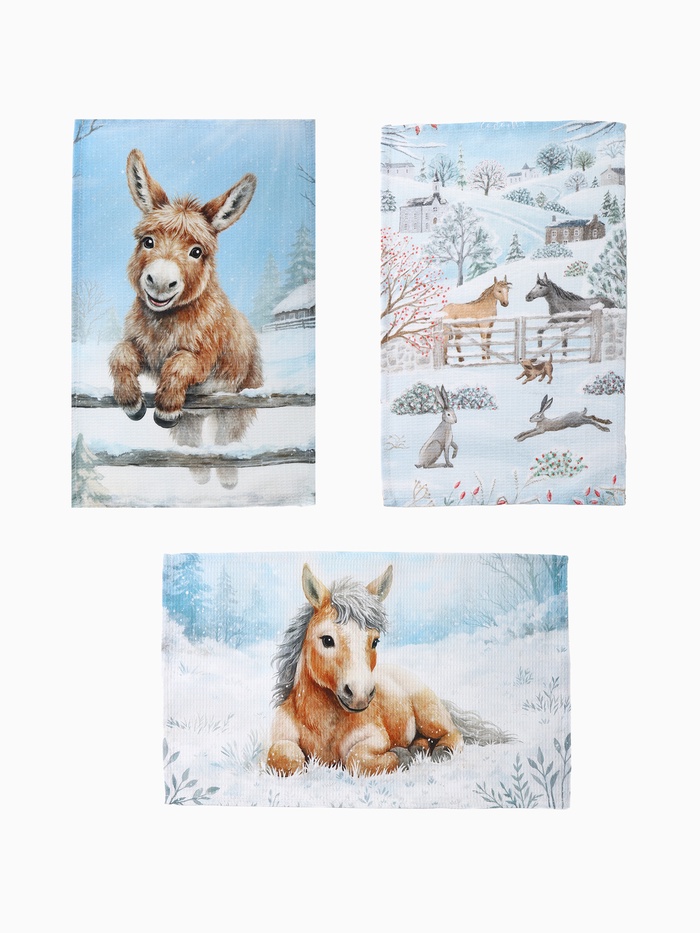 Набор кухонных полотенец «Доляна. Морозное утро», 28×44 см - 3 шт., вафля 160 г/м²