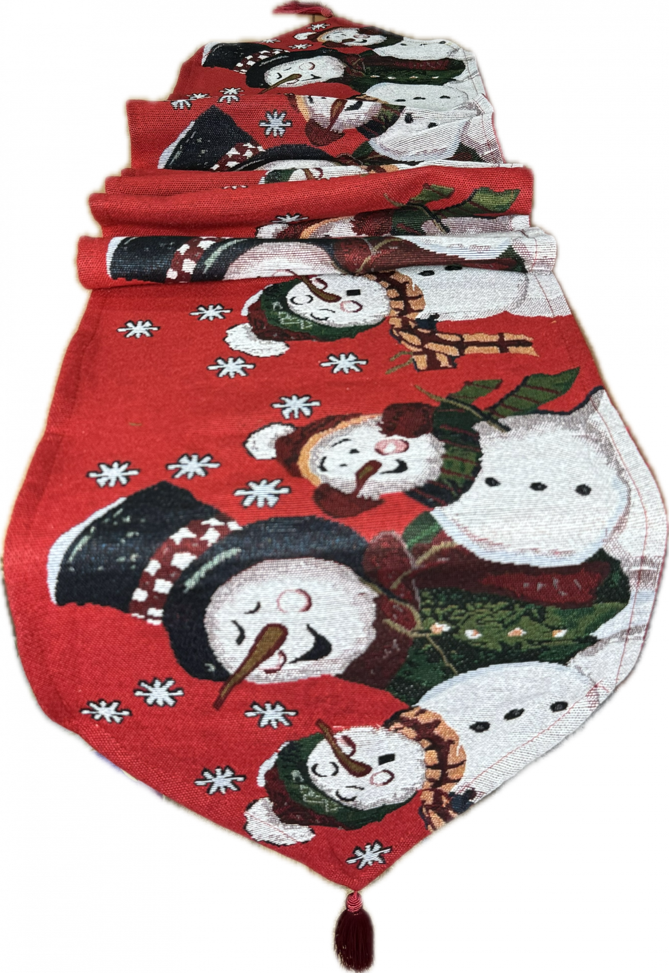 Дорожка гобеленовая на стол ТРИ СНЕГОВИЧКА р-р 180х35