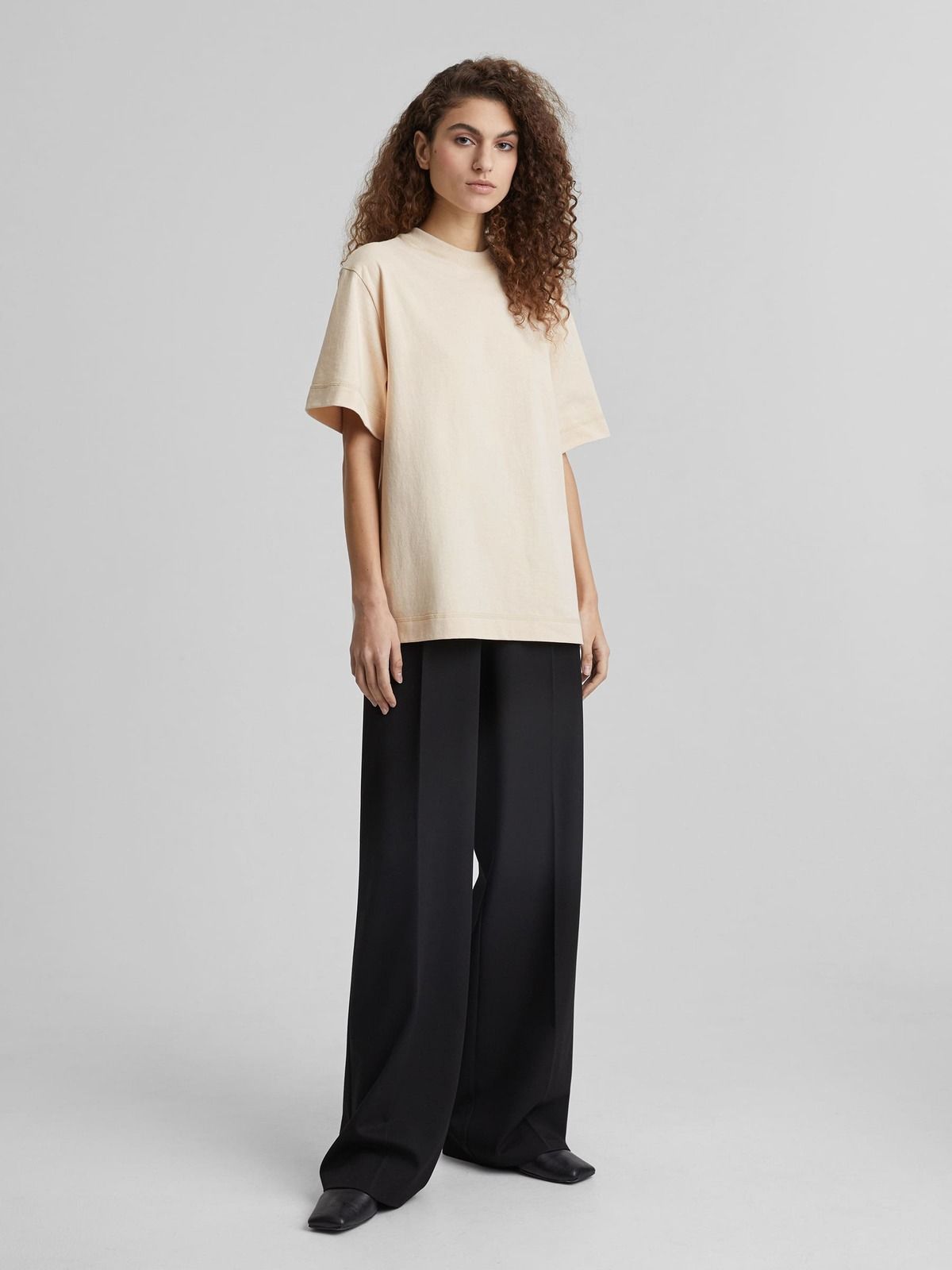 Футболка оверсайз из плотного хлопка, бежевый