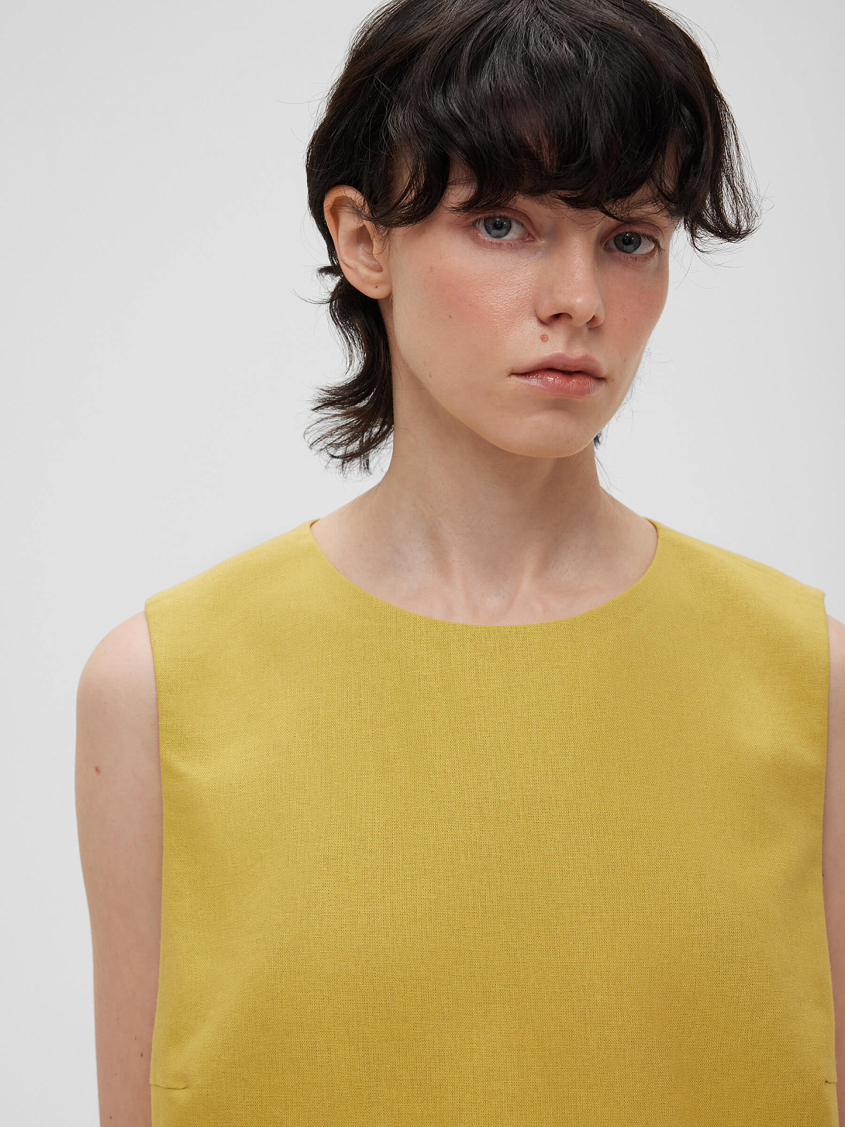 Топ из льняной ткани 0190, желтый