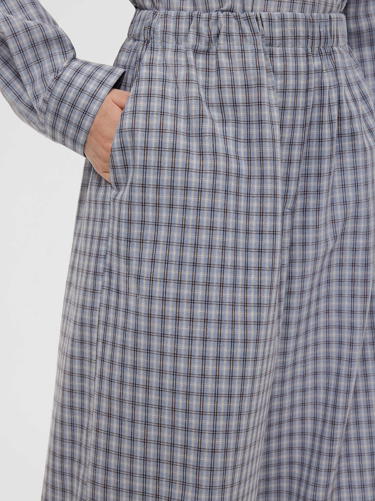 Брюки клеш из хлопка в клетку 0182, голубой