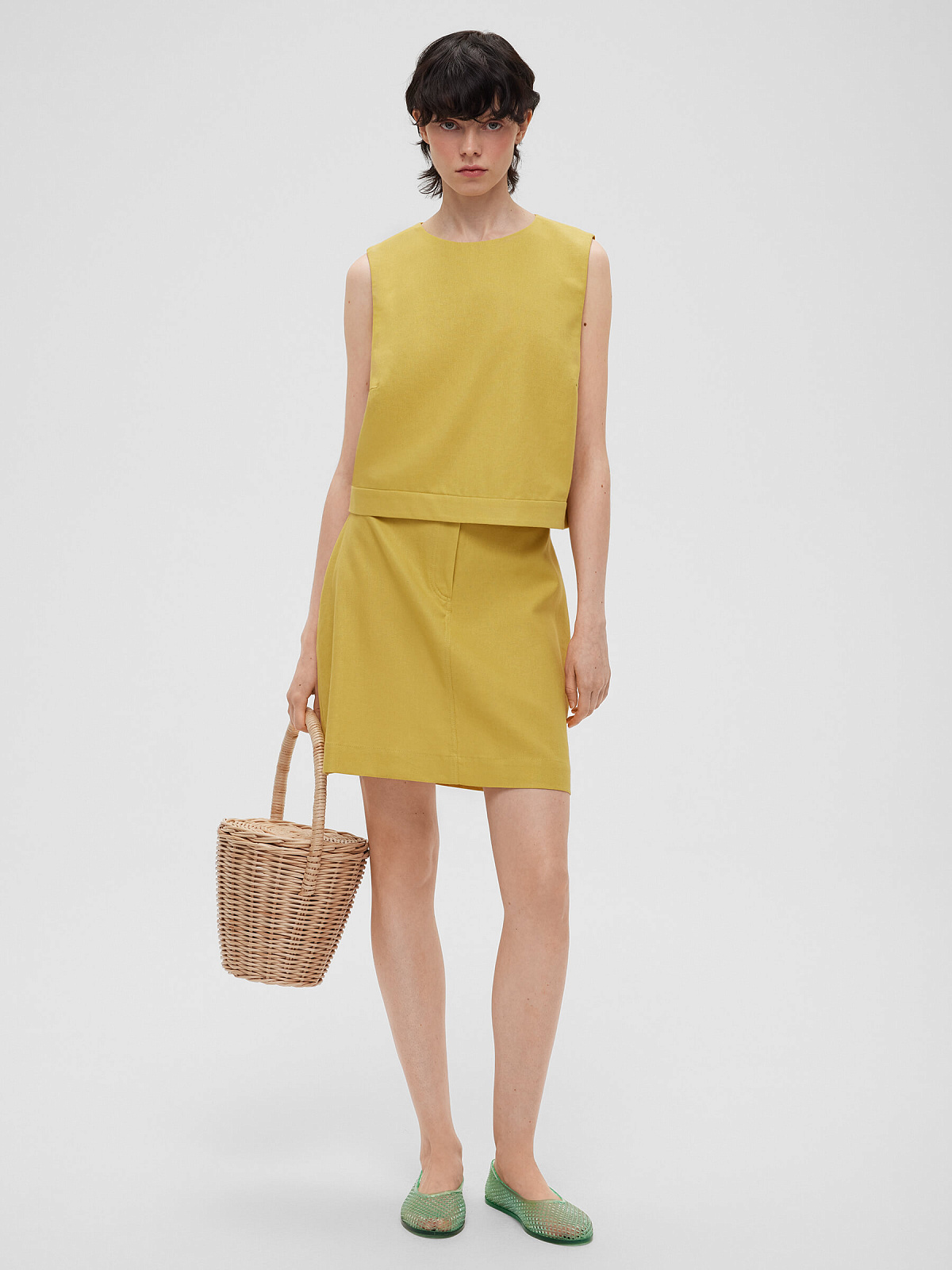 Топ из льняной ткани 0190, желтый