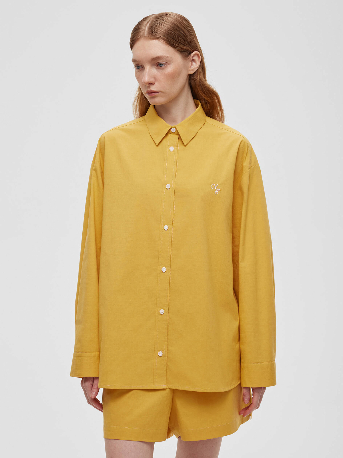 Рубашка свободного кроя из хлопка 0128, оранжевый