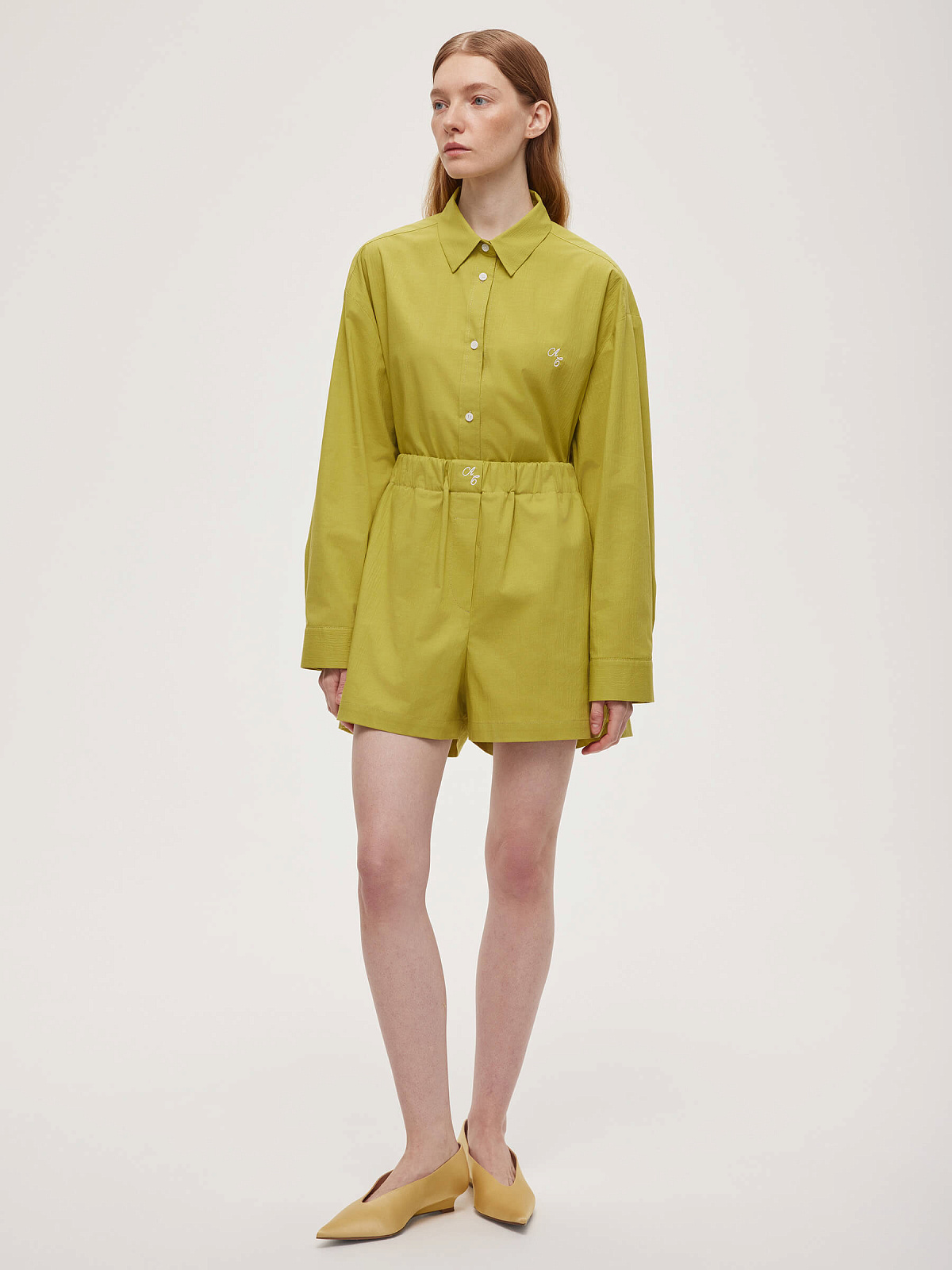 Шорты короткие из хлопка 0129, оливковый