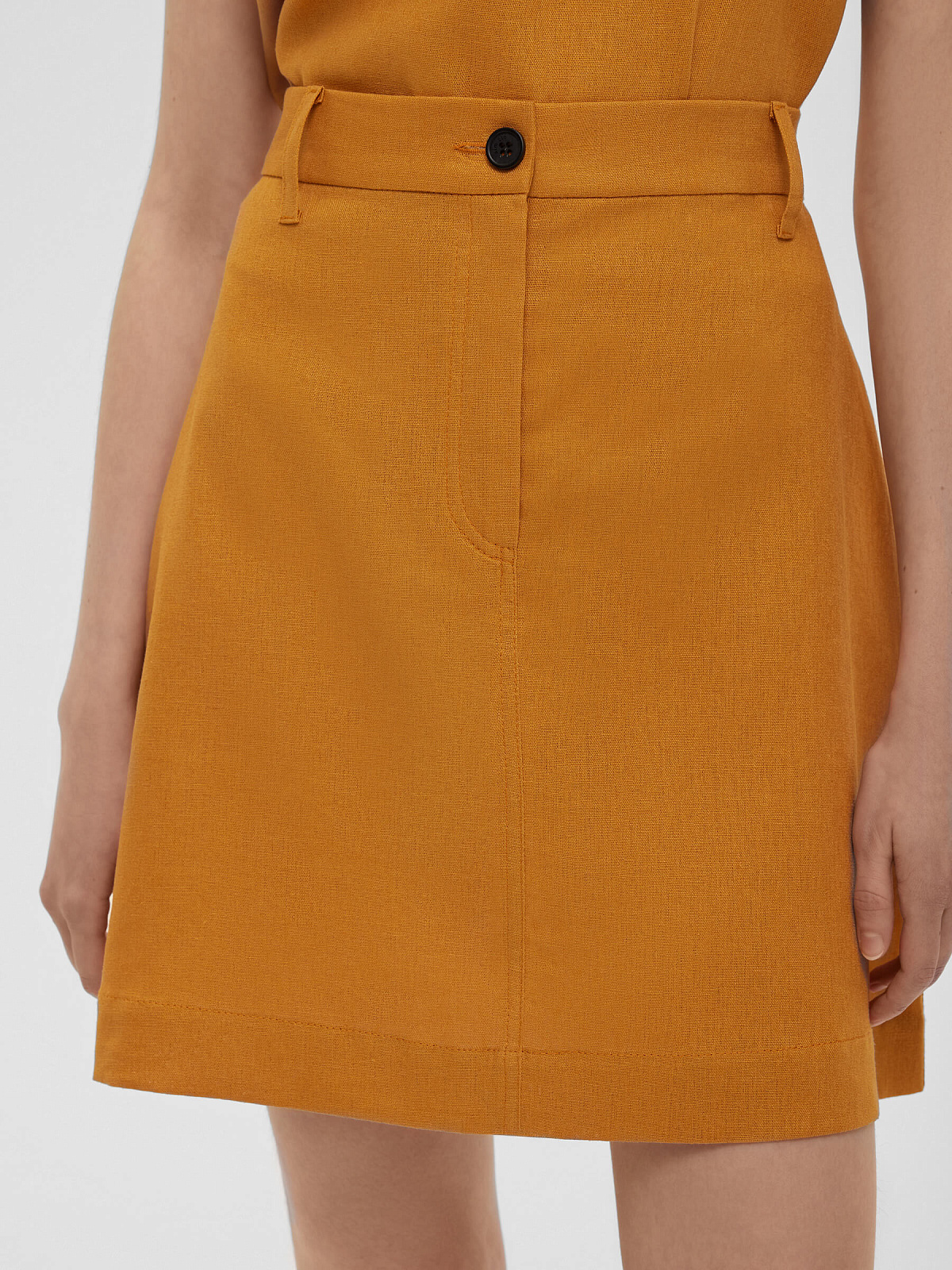 Юбка мини из льняной ткани 0205, оранжевый
