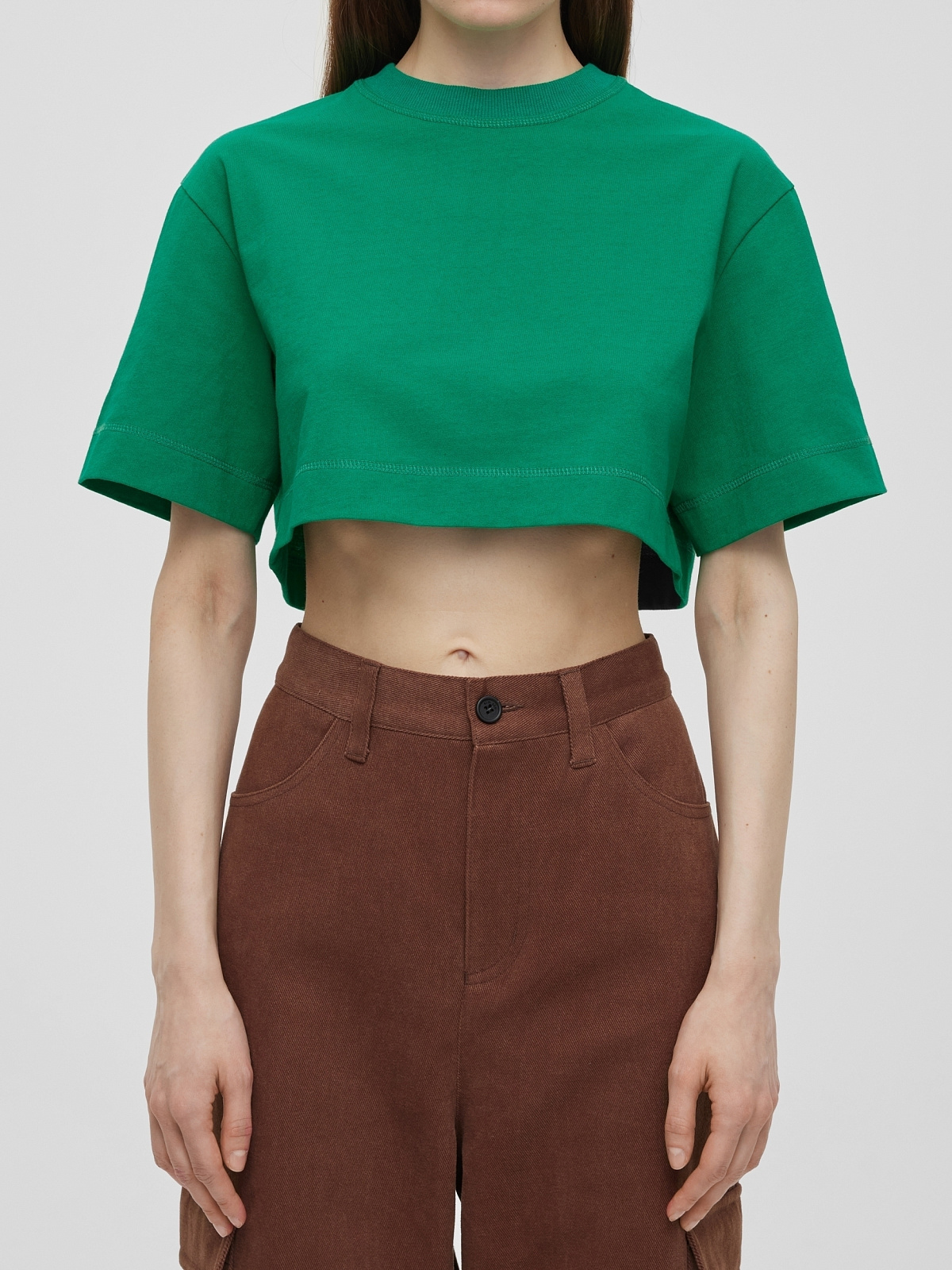 Кроп-футболка из плотного хлопка, зеленый