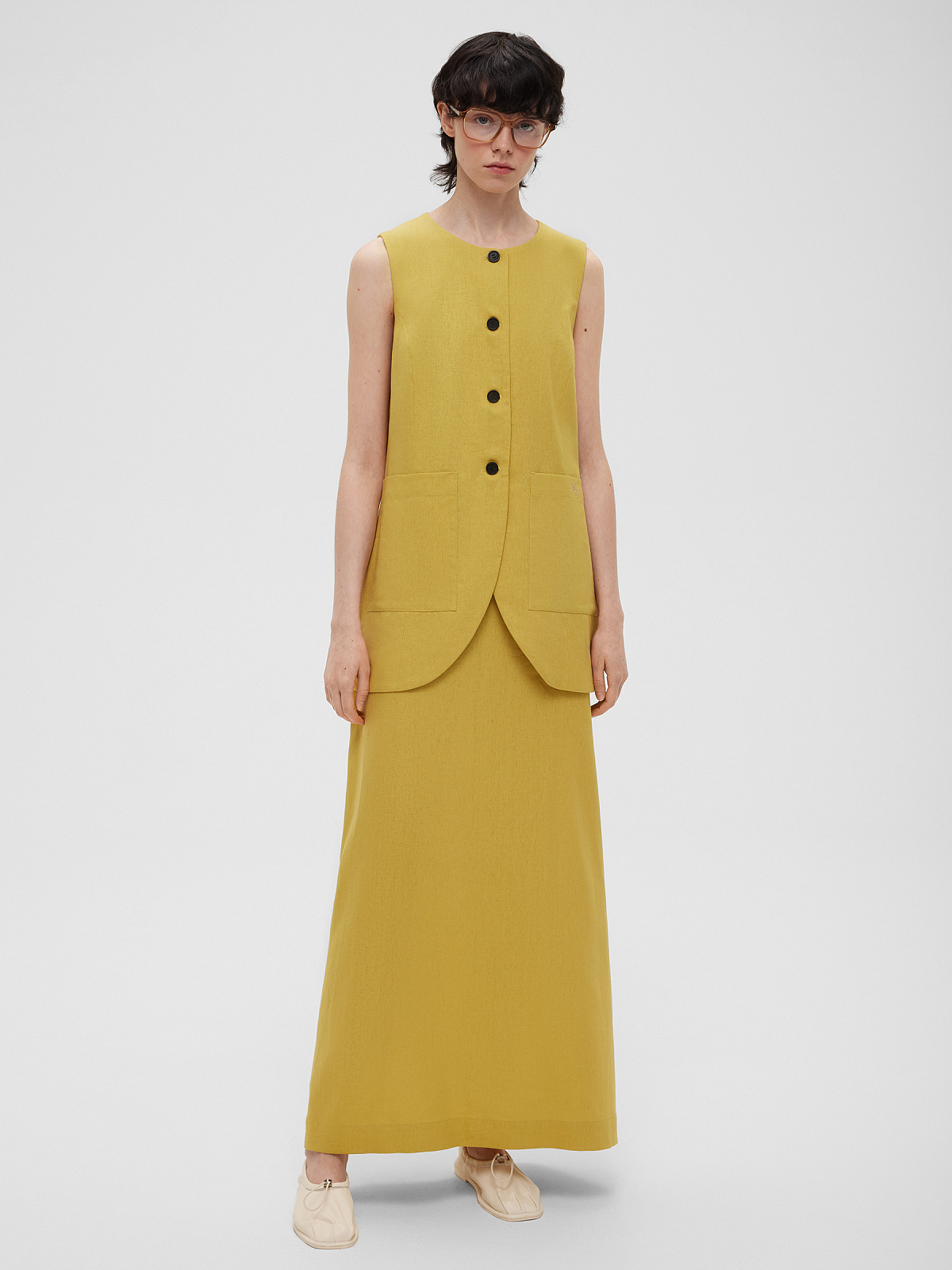 Юбка макси из льна 0189, желтый