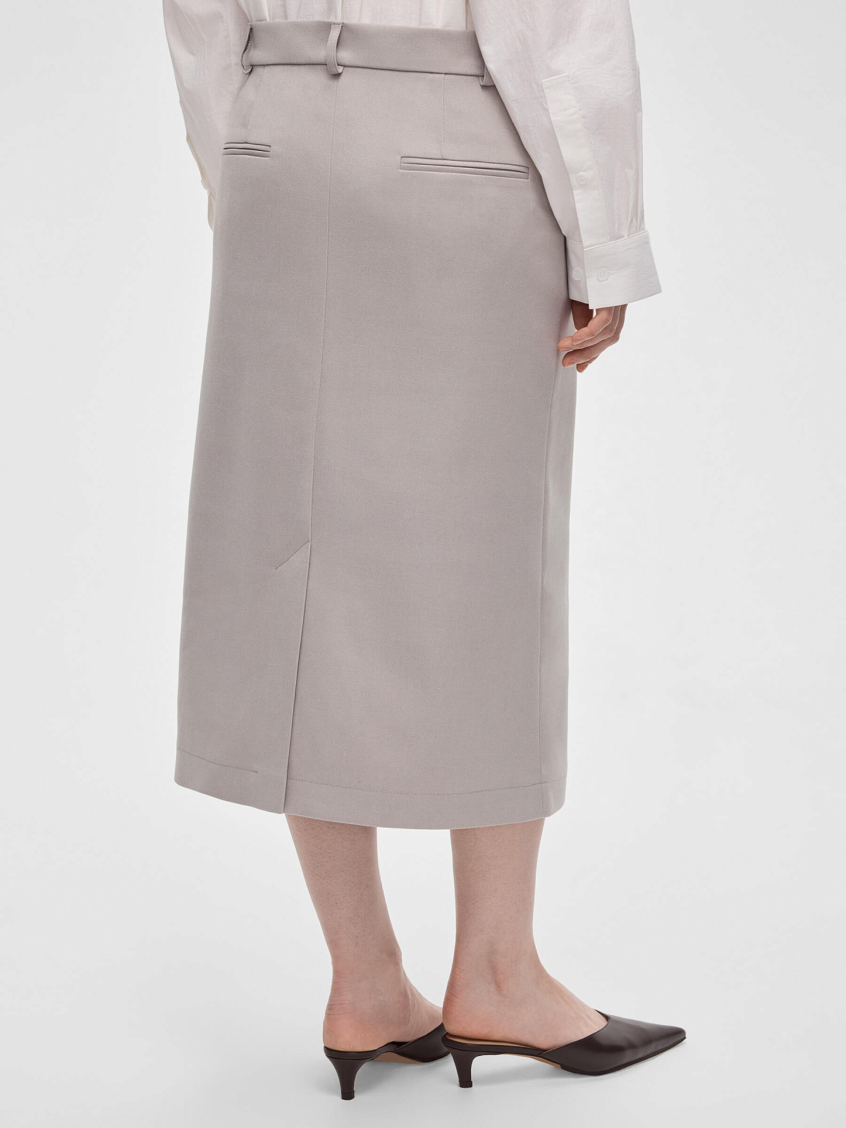 Юбка миди прямая, светло-серый