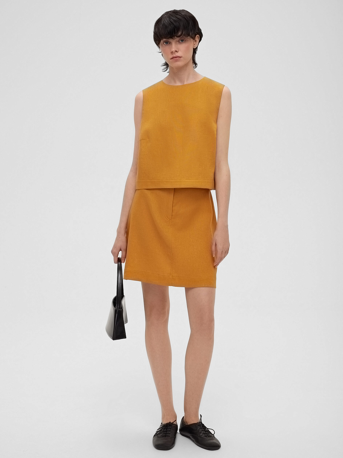 Юбка мини из льняной ткани 0205, оранжевый