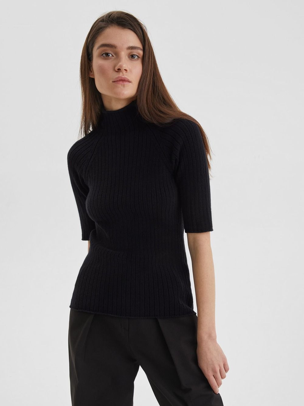 Топ лапша с коротким рукавом, черный