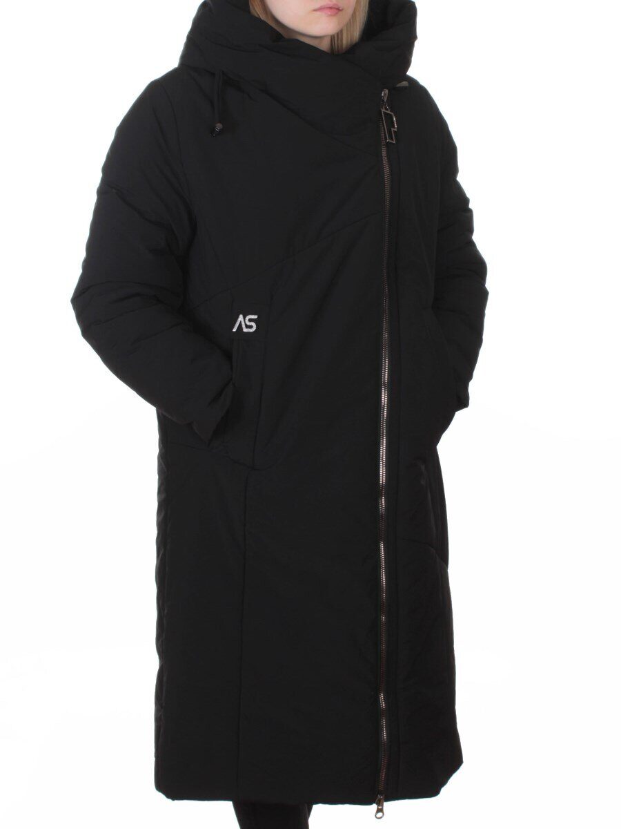 M-9102 BLACK Пальто зимнее женское (верблюжья шерсть, 120 гр. холлофайбер)