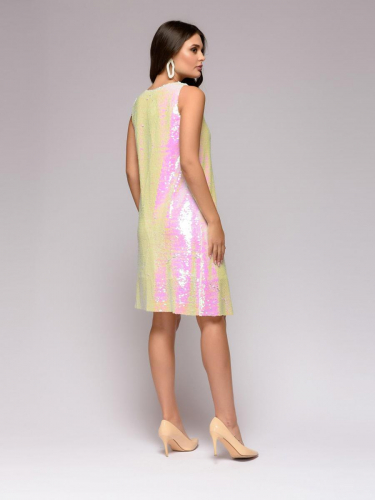 Платье свободного кроя длины мини с двухцветными пайетками
