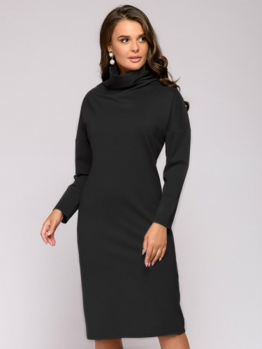 Платье-свитер черное длины миди свободного кроя