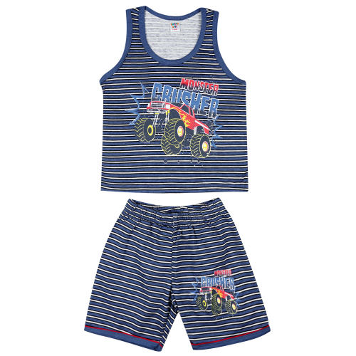 Майка-боксер+шорты для мальчика, 1-4 года, Bonito Kids (042-МШ/13) Синий/Машина