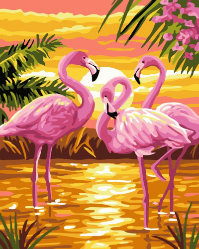 Картины по номерам 40х50 Розовые фламинго