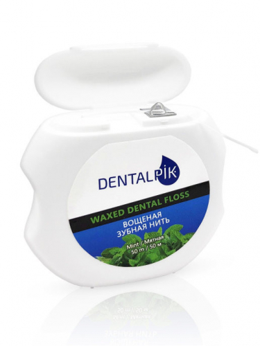 Зубная нить мятная Dentalpik Floss Mint Waxed (вощеная)