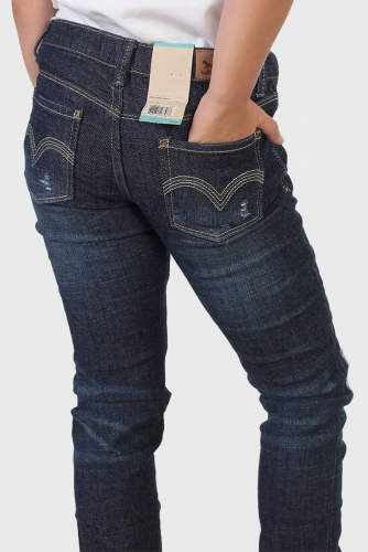 Стильные джинсы для девочки – 5 накладных карманов, контрастные строчки №706