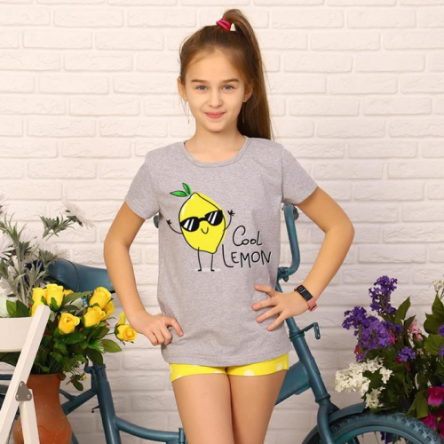Костюм детский (футболка, шорты), цвет жёлтый, размер 32
