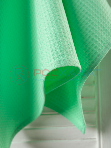  ПВ-01 (12) Однотонное вафельное полотенце Зеленый