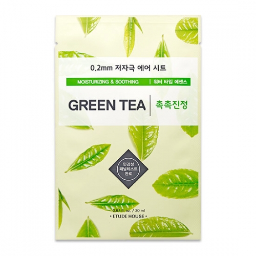 50р. 59р. Маска для лица тканевая с экстрактом зеленого чая 0.2 Air Mask Green Tea Moisturizing & Soothing 1шт