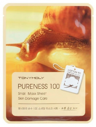 52р. 65р. Очищающая тканевая маска для лица с муцином улитки PURENESS 100 Snail Mask Sheet 1шт