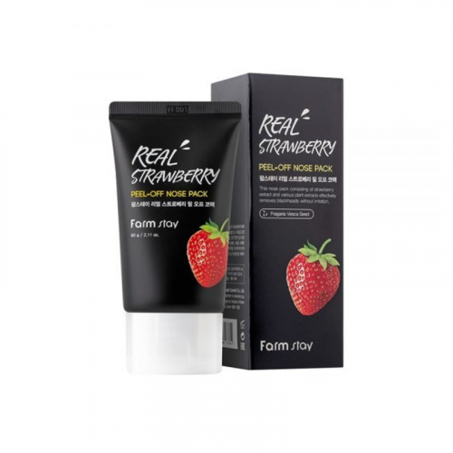 FarmStay Real Strawberry Peel Off Nose Pack - Очищающая маска плёнка с экстрактом клубники 60 г.