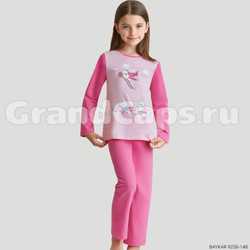 Комплект для девочки с длинным рукавом Baykar (9250) Светло-Розовый/Розовый (№148)