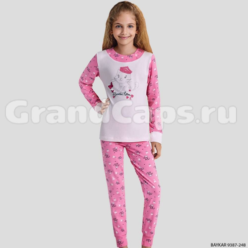 Комплект для девочки с длинным рукавом Baykar (9387) Бледно-Розовый/Розовый (№248)