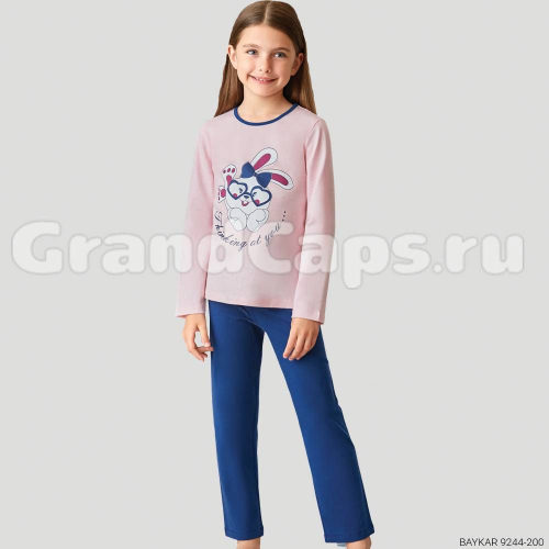 Комплект для девочки с длинным рукавом Baykar (9244) Розовый/Синий (№200)