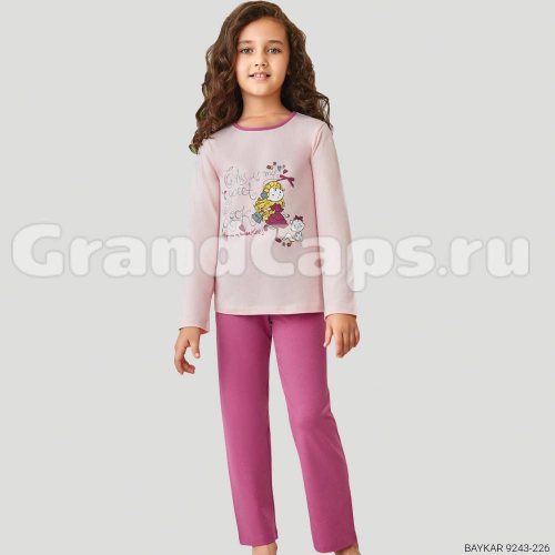 Комплект для девочки с длинным рукавом Baykar (9243) Молочный/Персиковый (№226)