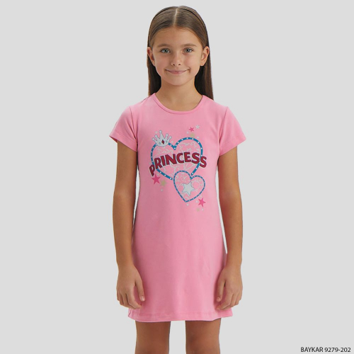 Ночная рубашка для девочки с коротким рукавом Baykar (9279) 202