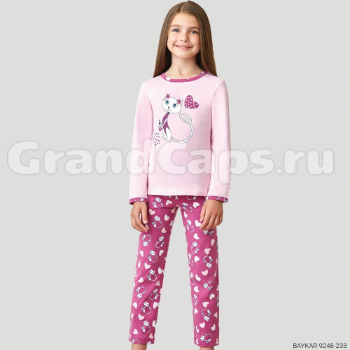 Комплект для девочки с длинным рукавом Baykar (9248) Розовый/Фуксия (№233)