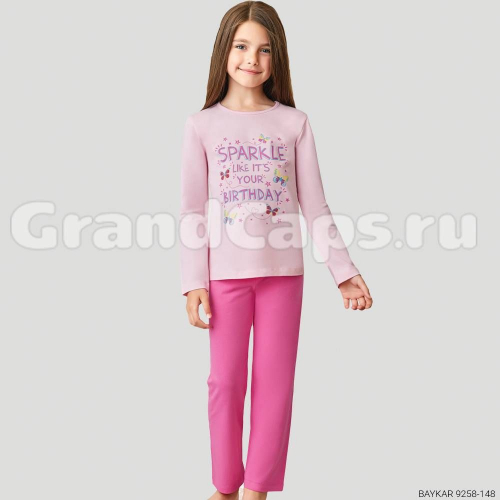 Комплект для девочки с длинным рукавом Baykar (9258) Розовый/Ярко-Розовый (№148)
